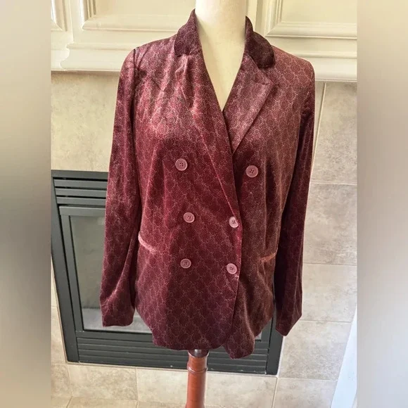 Carolina Belle Montreal Women's Velvet Doublebreasted Lush Retro Blazer Jacket L