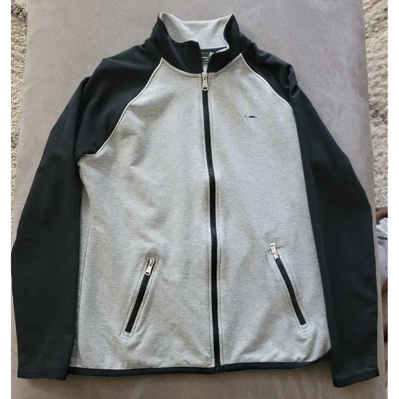 Lauren Ralph Lauren Womens Full Zip Cotton Stretch Active Gry/Blk Jacket Size L