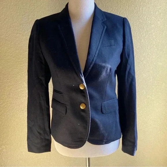 J. Crew 2010 Schoolboy Blazer Wool Military Gold Buttons Navy Blue: 2