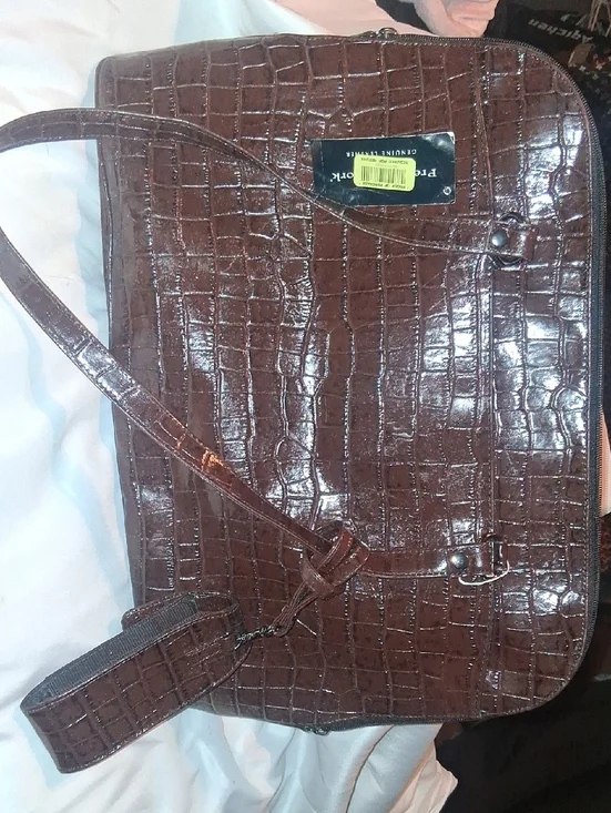 Preston & York Brown Croc-Embossed Laptop Bag