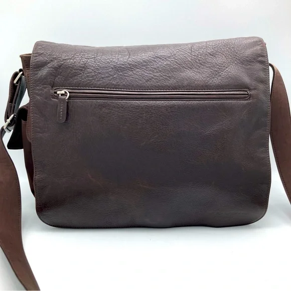 Fossil Leather and Nylon Crossbody Laptop Briefcase Messenger Bag