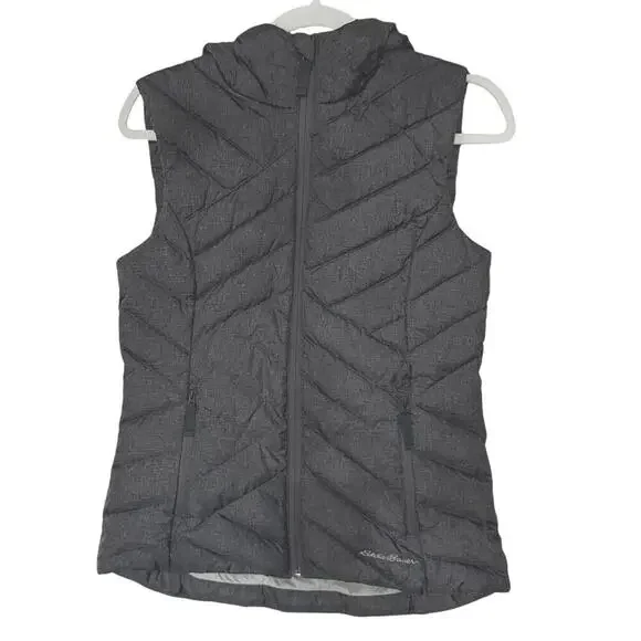Eddie Bauer Womens Down Quilted Puffer Zip Vest Detachable‎ Faux Fur Hood Sz XS