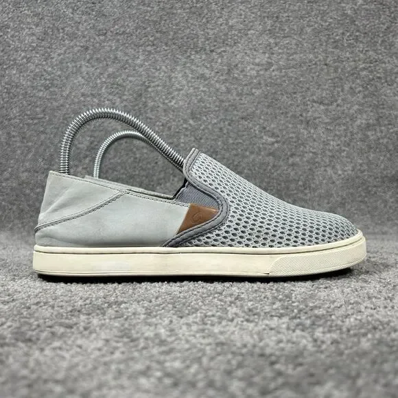 Olukai Pehuea 20271-PG26 Women’s Size 7.5 Gray Slip On Flats Comfort Shoes Used