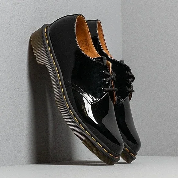 Dr Martens Womens Size 5 Black Patent‎ Lamper 1461 3-Eye Leather Oxfords Shoes