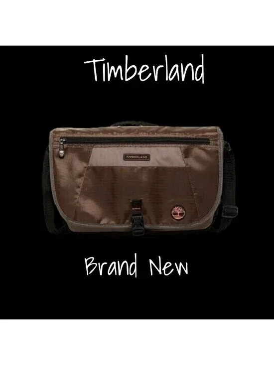 Timberland Twin Mountain Messenger Bag Cocoa Brown Leather NWT 11x16 Work Travel