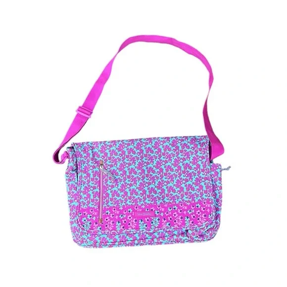 Vera Bradley Laptop Messenger w/ Charger Pocket & RFID protection in Ditsy Dot