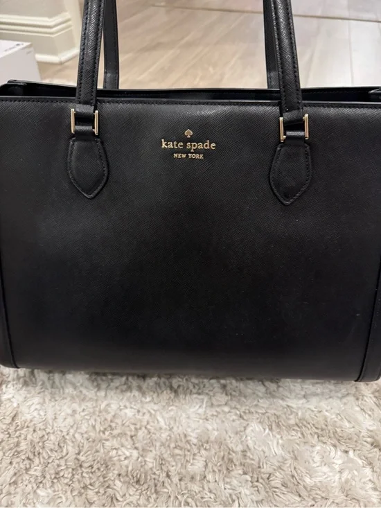 Black Leather Kate Spade Saffiano laptop tote