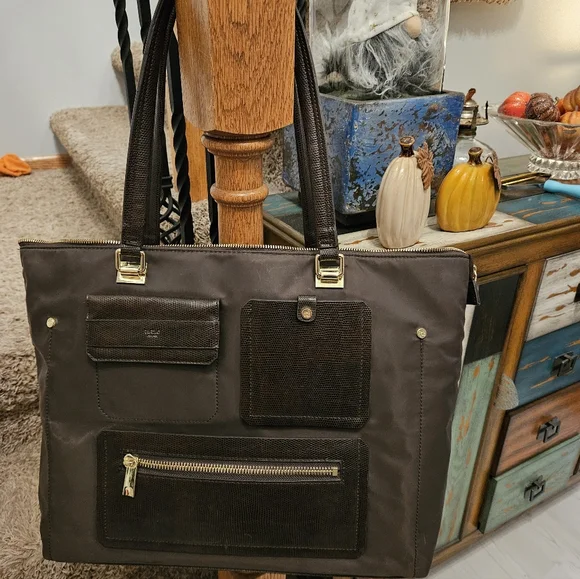 Tutilo New York Large Brown Nylon Laptop Office Travel Bag