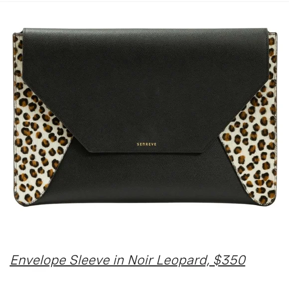 PRISTINE SENREVE TABLET LAPTOP ENVELOPE SLEEVE IN NOIR LEOPARD HAIRCALF BAG