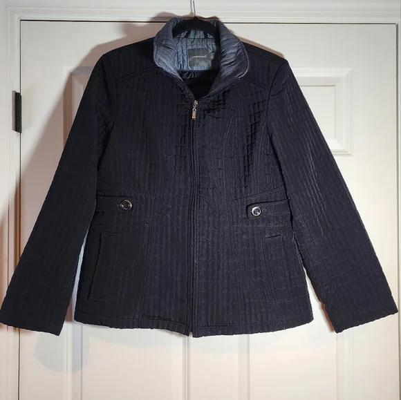 Lanesboro Dark Blue Quilted Zip Up Jacket L