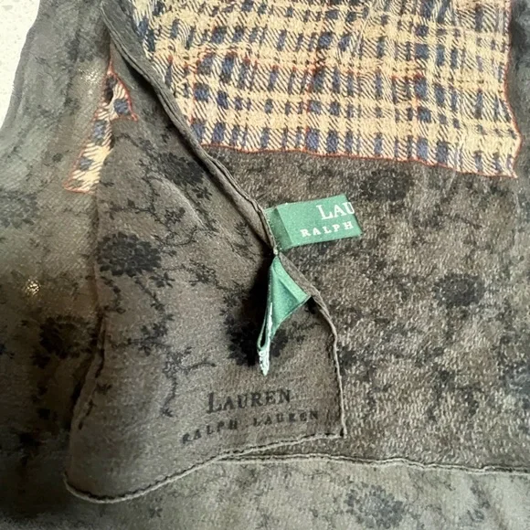 Ralph Lauren Gray and Cream Floral‎ Scarf