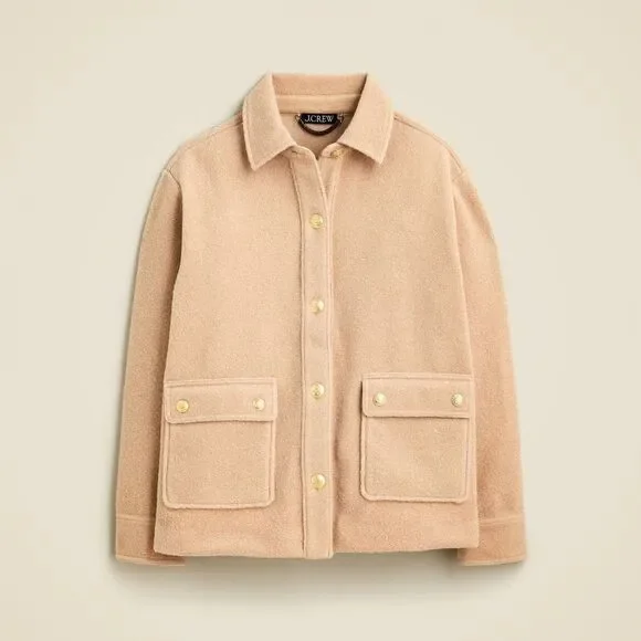J.Crew Bouclé shirt-jacket Women's Large - Sandstone Style CF098 NWOT