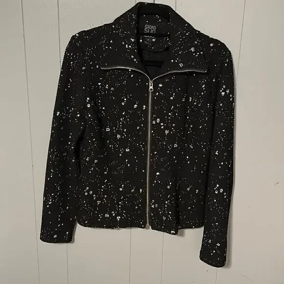 Ciara Sunwoo Black Metallic Splatter Jacket Size Small
