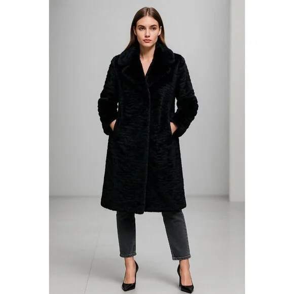 Kate Spade New York Faux Fur Coat Women’s M Elegant Textured Plush Winter Jacket