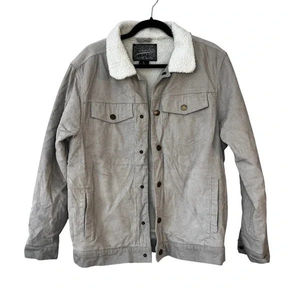 Brooklyn Sherpa Lined‎ Corduroy Trucker Jacket Womens Size L Beige Gilmore Girls