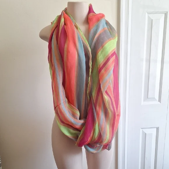Colorful Striped Oversized Infinity Scarf