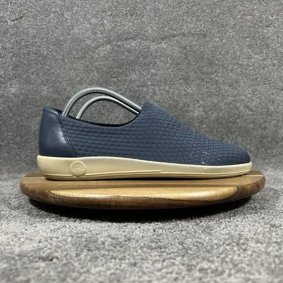 ECCO Soft 2.0 Women's Size EU 42 US 11 Blue Slip On Diamond Knit Comfort Shoes