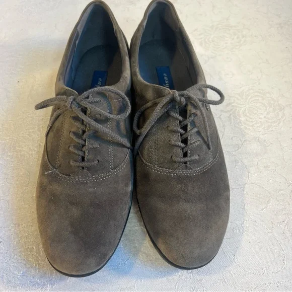 Easy Spirit EsMotion Shoes Gray Suede Lace Up Casual Oxfords Anti Gravity 9