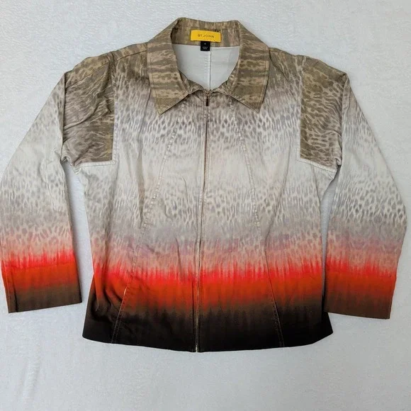 St John Sport Ombre Animal Print Full Zip Jacket Blazer Sz 12 Designer