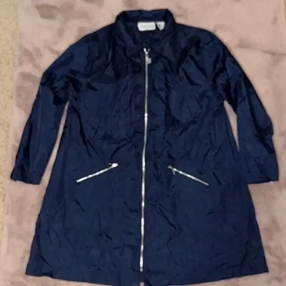 Diane von Furstenberg Womens Large Nylon Jacket Full Zip Tunic Windbreaker NWOT