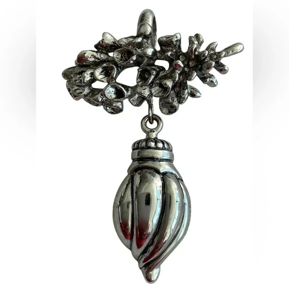 Rebecca Collins x Neiman Marcus Silver Seashell Coral Pendant Signed VTG