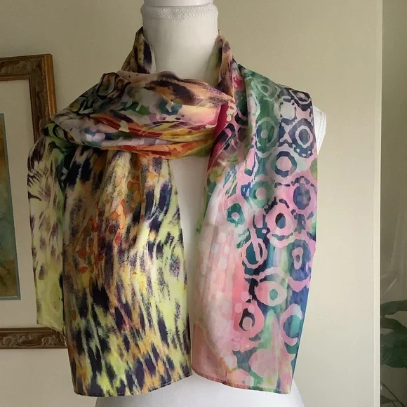 Multicolor Watercolor Abstract Design Rectangular Scarf