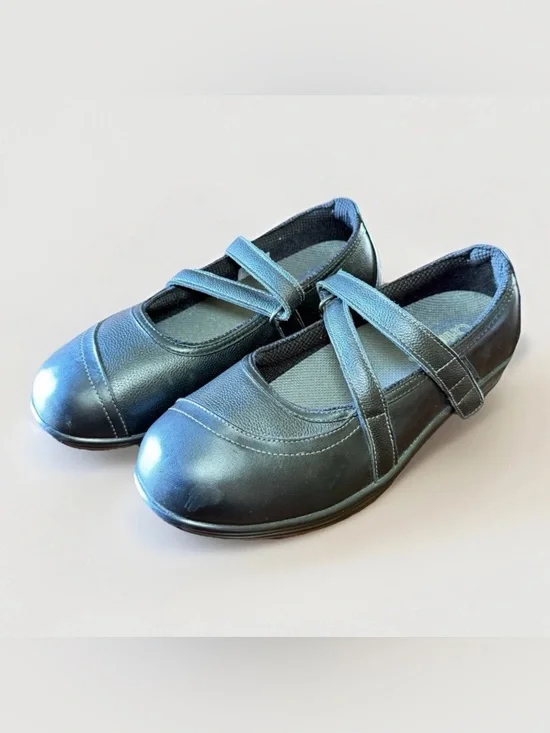 Orthofeet Women’s Celina Mary Jane Black Leather Orthopedic Shoe 9 Extra Wide