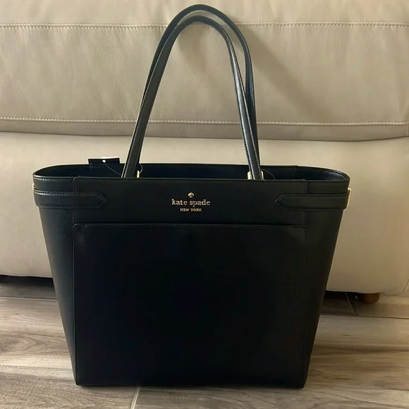Kate Spade New York Staci Large Laptop Tote Leather Handbag Black