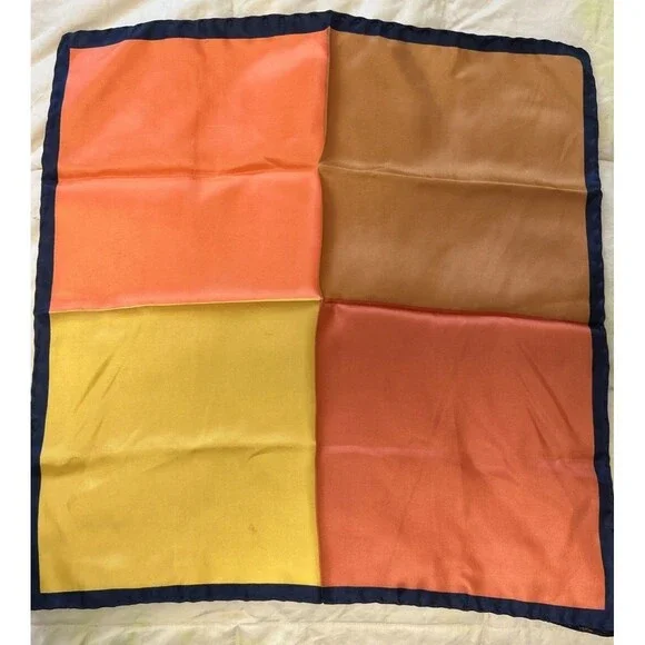 Dumont Silk Pocket Scarf Vintage Multi Color Block Square made in Italy Groom