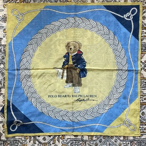 Ralph Lauren Polo Bear Scarf in Blue and Yellow