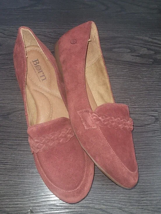 Børn Brown Suede Braided Loafers Size 8 Cottagecore Boho Academia Comfort Flats