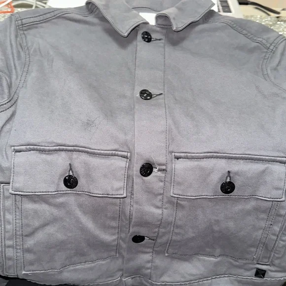 S Lularoe grey long sleeve floral button down jacket with pockets