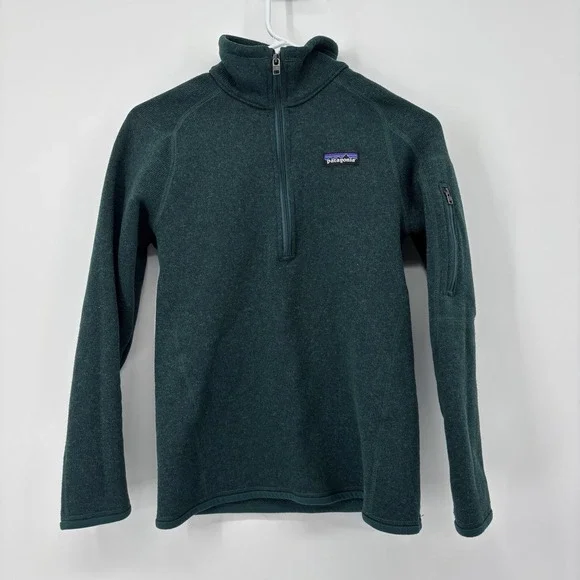 Patagonia Better Sweater 1/4 Zip Pullover Sweater Green Jacket Women's XS