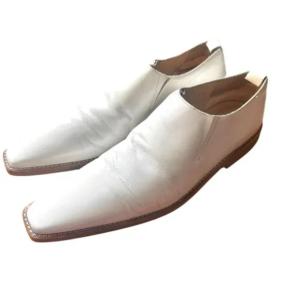 COMME DES‎ GARCONS Square Toe Leather Loafers White Sz 24.5 (US 7.5)