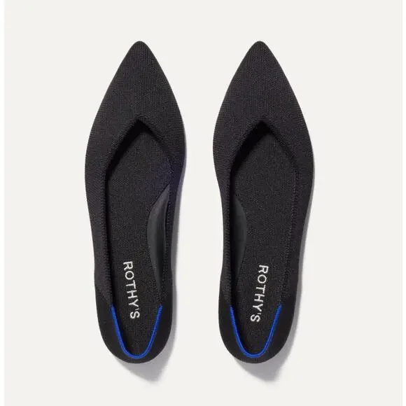 Rothy's The Point Slip-On Shoes Knitted Pointed Toe Black Womens US W7 UK 4.5