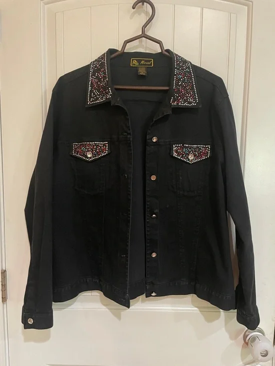 Mirasol XL black embellished jean jacket