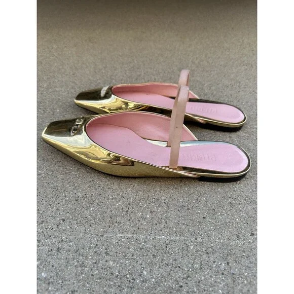 $695 Piferi Gold Drizella Crystal Embellished Flat Shoes 38.5 EU/8.5 US *READ*