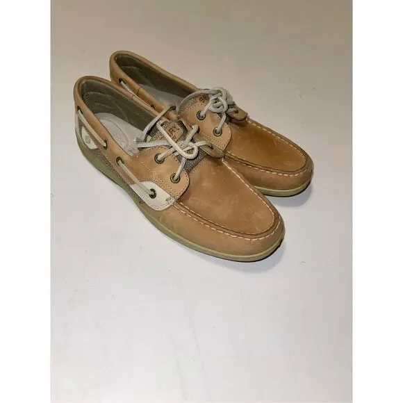 SPERRY Top Sider Women’s Sz 10 W Bluefish Boat‎ Shoe Linen/Oat A16