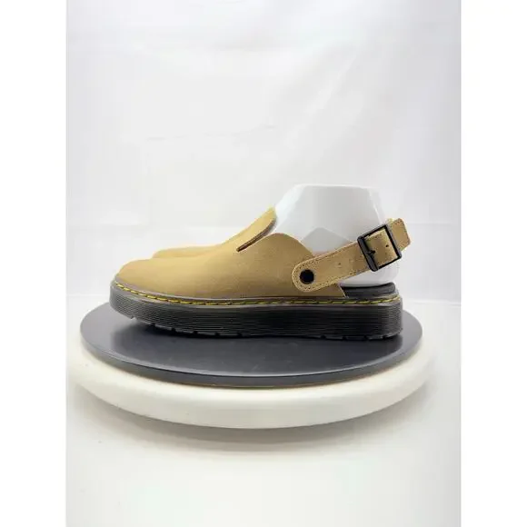 Dr. Martens Carlson‎ Womens Sz 8 Suede Slingback Mules Savannah Tan Chunky Clogs