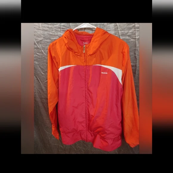 Reebok windbreaker pink and orange size xlarge