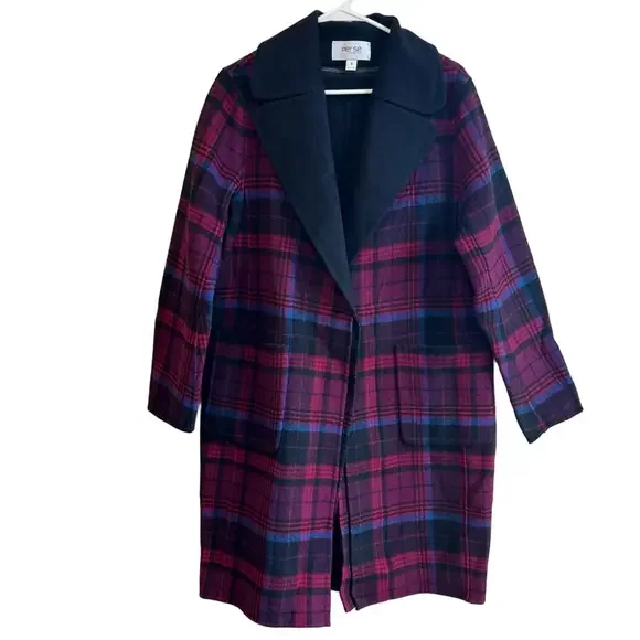PER SE Reversible & Convertible Longline Plaid / Black Shacket
