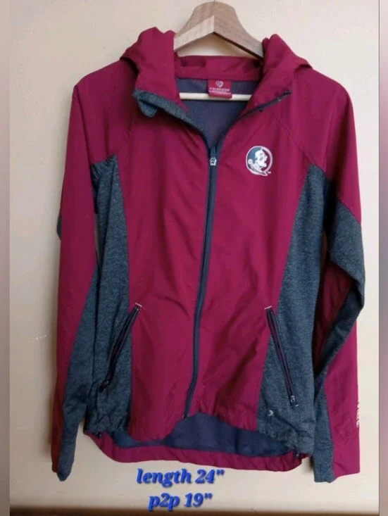 FSU Florida State Seminoles Maroon & Gray Hooded Utility Jacket