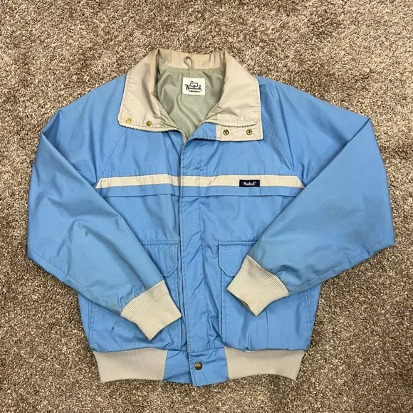 Vintage woolrich jacket womens medium blue‎ bomber made in usa