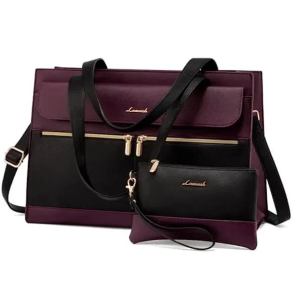 Laptop Bag for Women 15.6 Inch Tote Work Professional Leather Computer Briefcase