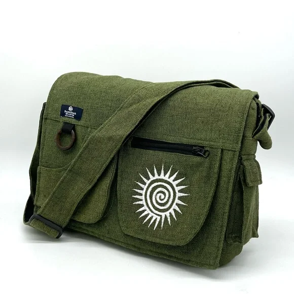 Multi pocket Cotton Embroidered Laptop Messenger Bag