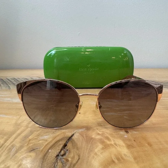 Kate Spade Kaydee Rose Gold Cat Eye Sunglasses Brown Gradient Lens 56-17-135