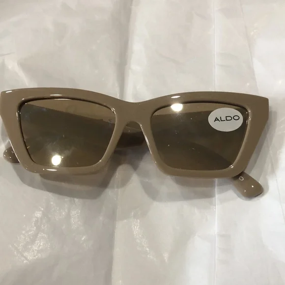 Aldo‎ tan latte square cat eye reflective sunglasses new