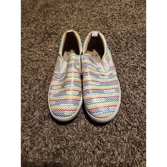 Monkey Feet Womens 7.5 shoes. Love Is Love. Rainbow‎