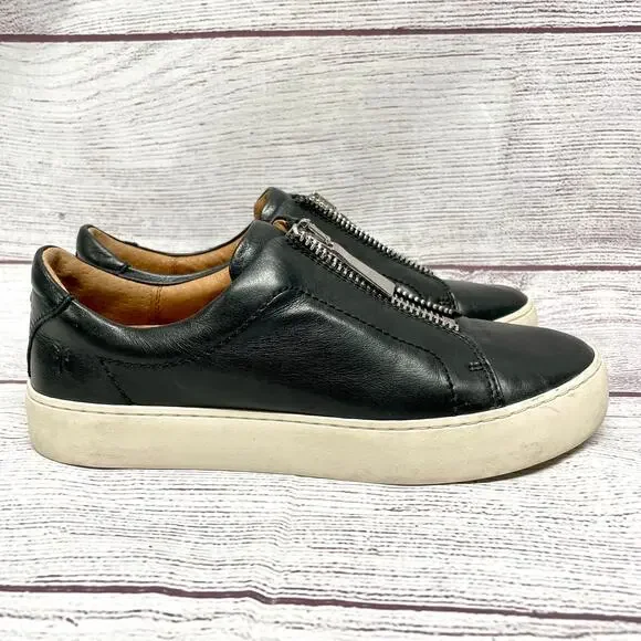 Frye Black Lena Zip Low Sneaker Shoes Size 7 M