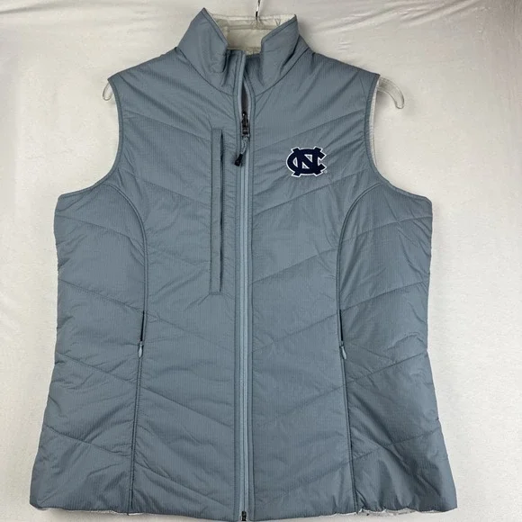 North Carolina Tar‎ Heels Vest Womens M White Blue NCAA Full Zip White